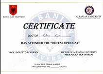 Certificate of Participation in the Dental Open Day